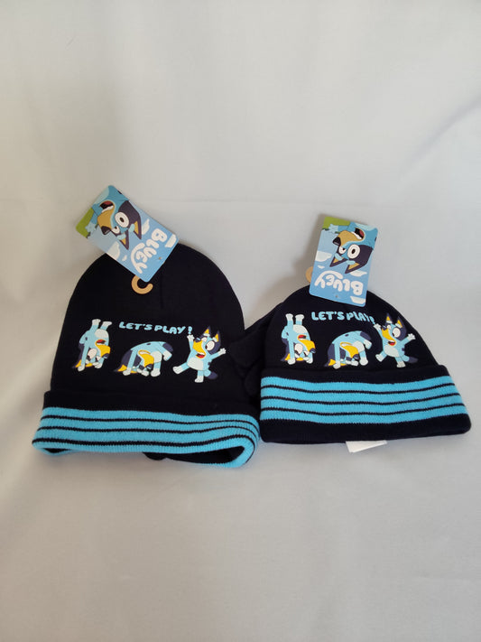 Bluey Let's Play Kinder Mütze + Handschuh Set 52 cm dunkel blau
