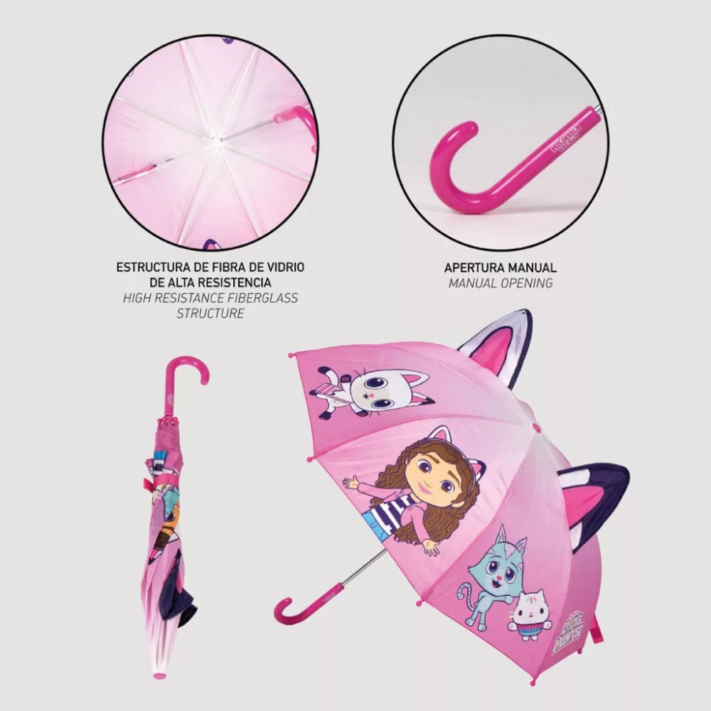Gabby's Dollhouse Pink Kinderregenschirm mit Griff Ø71 cm